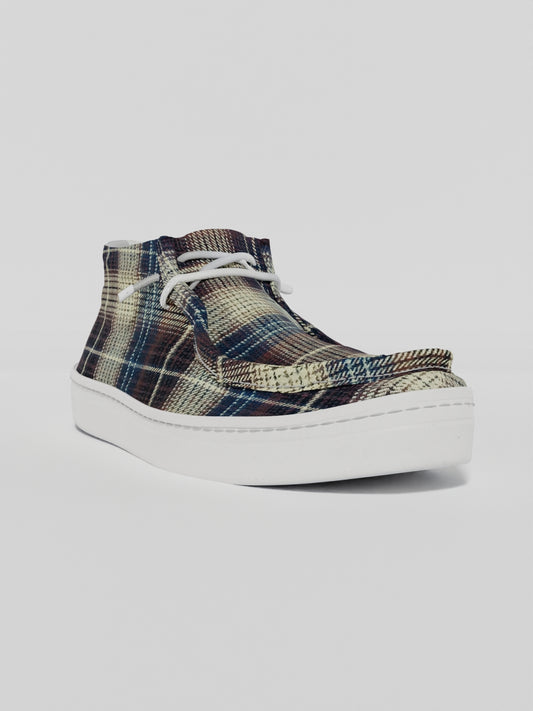 The Luna High Top Brown & Beige Check