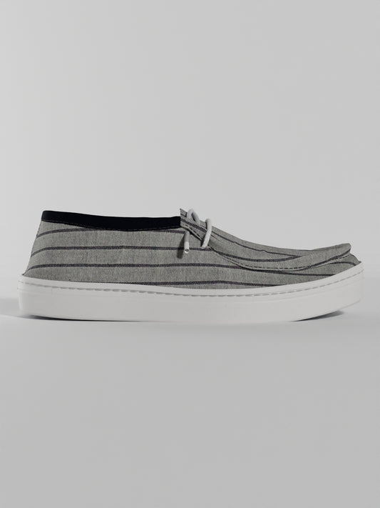 The Textured Midtop in Grey Stripes